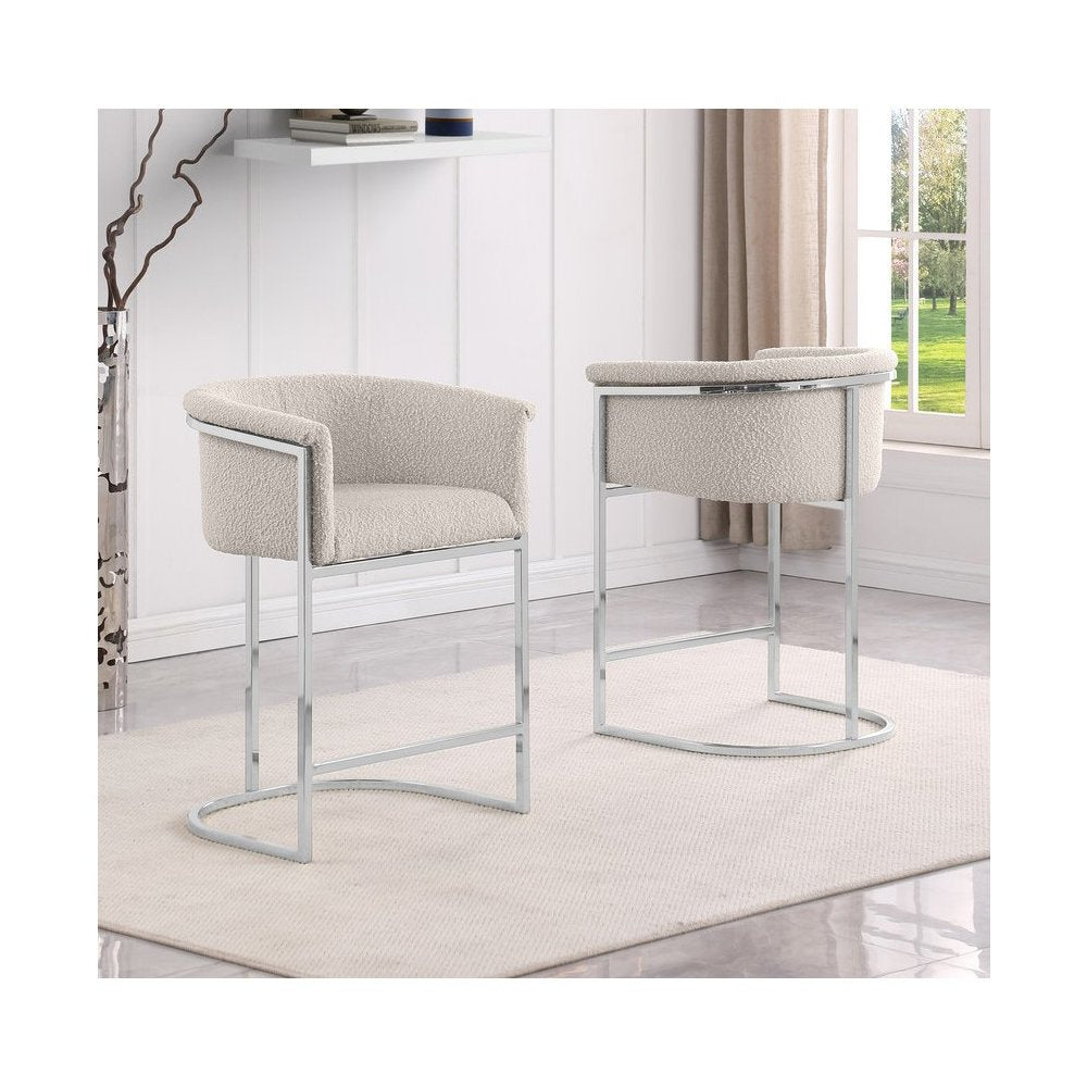 Best Quality teddy Boucle in cream barstool - Set of 2