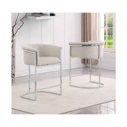 Best Quality teddy Boucle in cream barstool - Set of 2