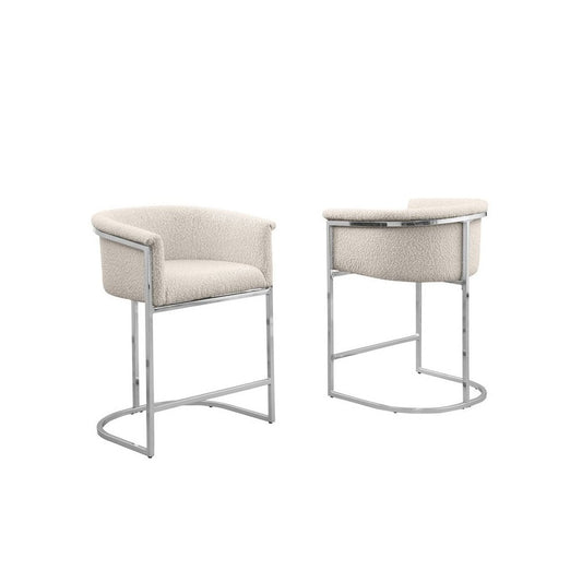 Best Quality teddy Boucle in cream barstool - Set of 2