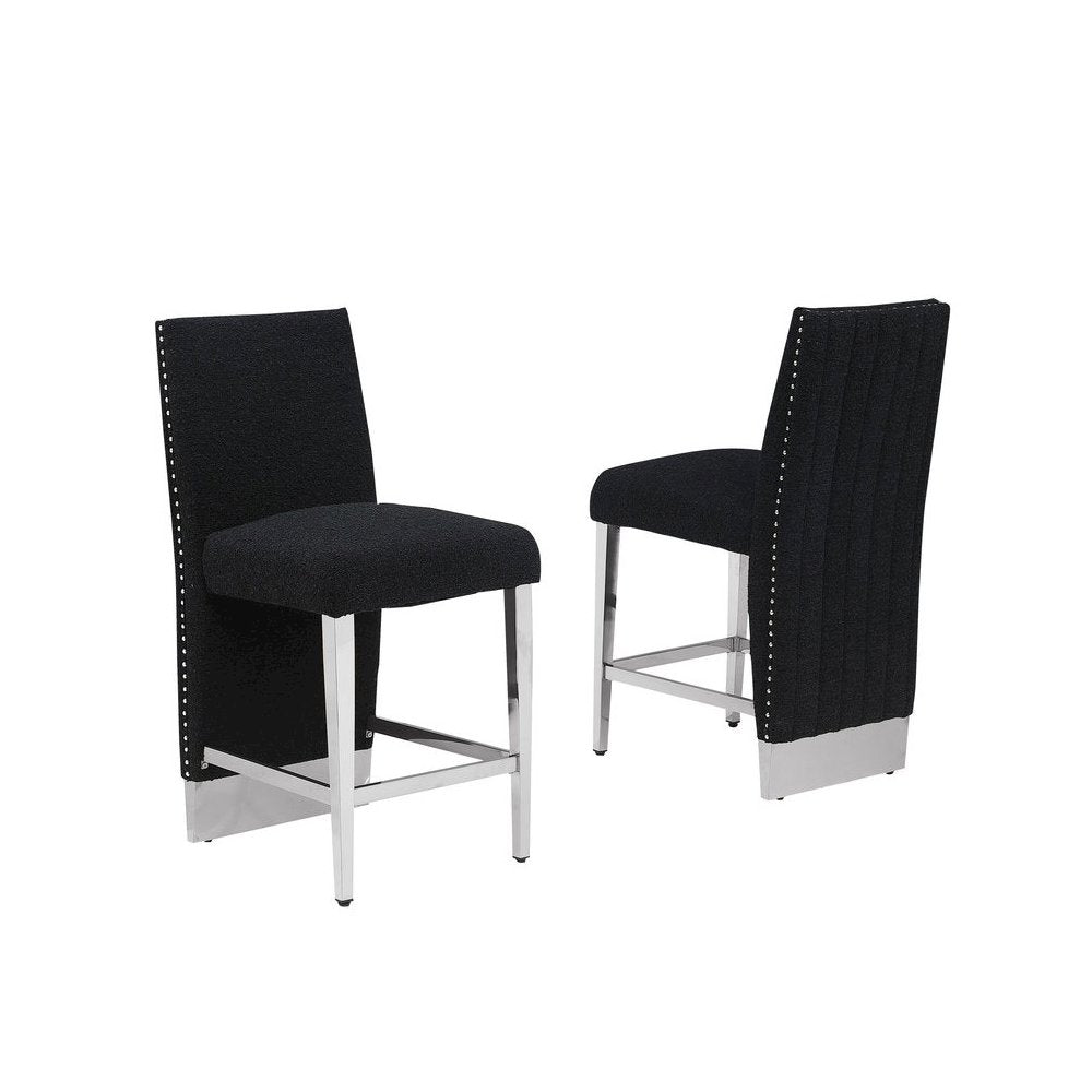 Luxe Black boucle barstools - Set of 2