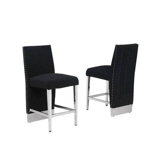 Luxe Black boucle barstools - Set of 2