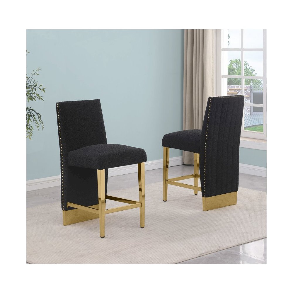 Luxe Black boucle barstools - Set of 2