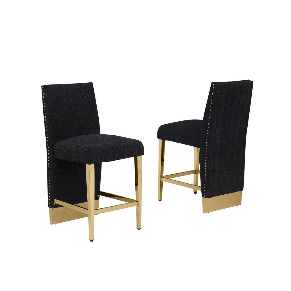 Luxe Black boucle barstools - Set of 2