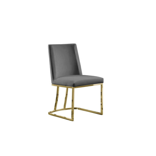 Velvet Upholstered Side Chair, Gold Color Legs, 4 Colors to Choose (Set of 2) - Dark Grey