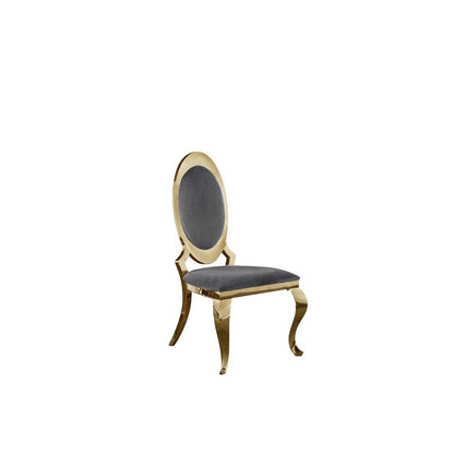 Velvet Uph. Dining Chair, Gold Stainless Steel Frame (Set of 2) - Dark Grey