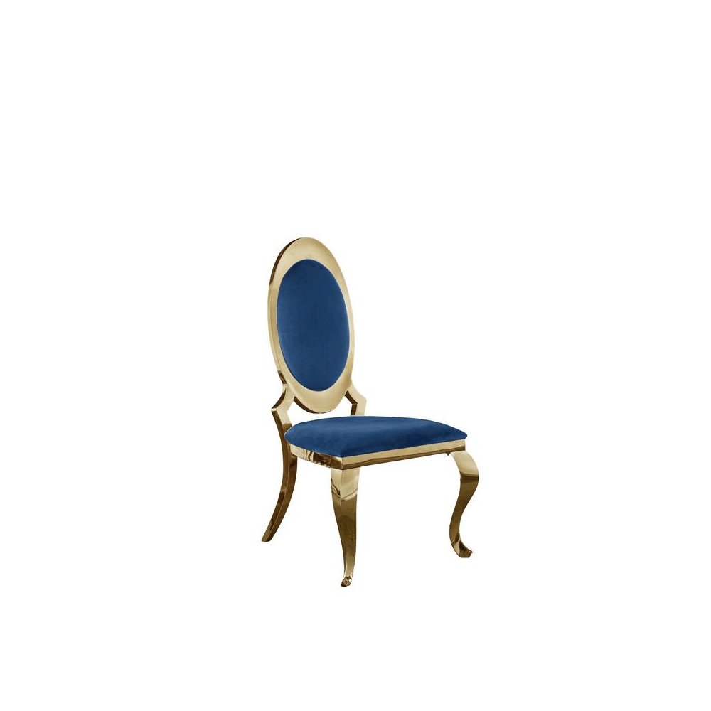 Velvet Uph. Dining Chair, Gold Stainless Steel Frame (Set of 2) - Navy Blue