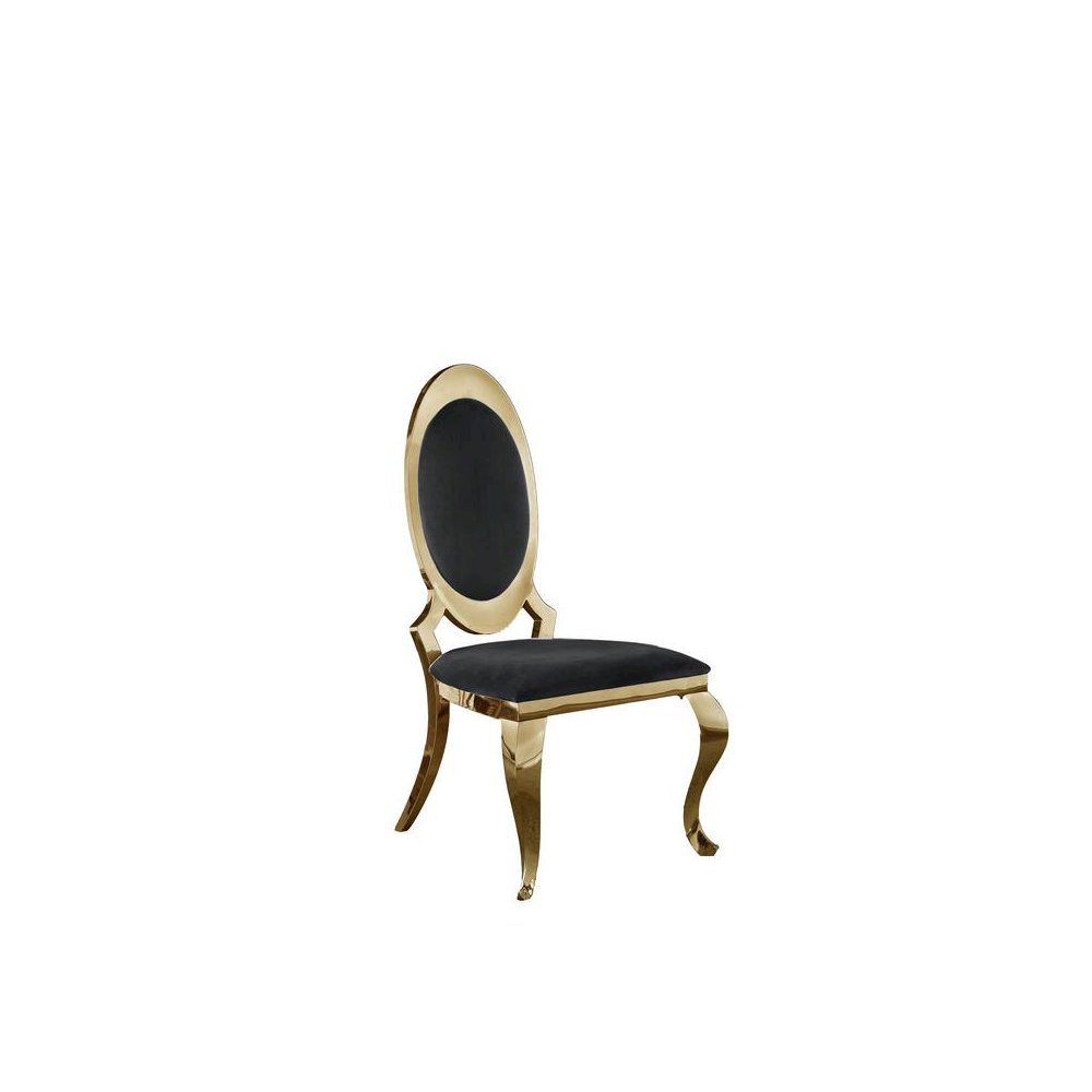Velvet Uph. Dining Chair, Gold Stainless Steel Frame (Set of 2) - Black