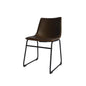 Coffee Faux Leather Dining Side Chair Bucket Seat, Chrome Black Base, Set of 2