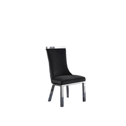 Upholstered dining chiars set of 2 in Black velvet fabric with stainless steel base