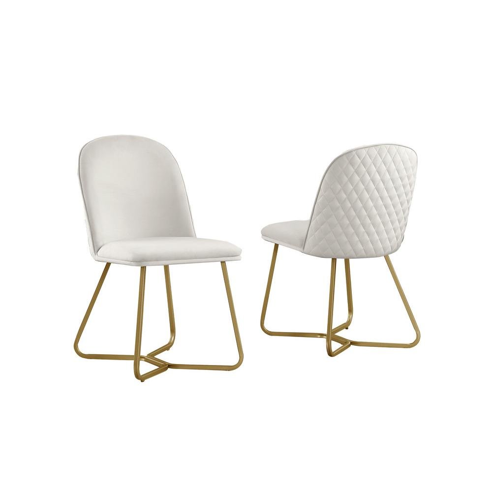 Cream velvet side chairs (SET OF 2)