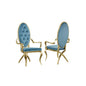 Velvet Arm Chair Set of 2, Stainless Steel Gold Legs, Teal
