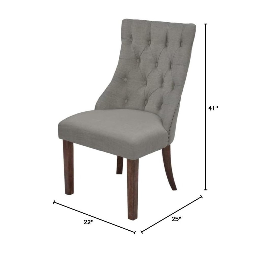 Dining Chair, Set of 2 in Dark Grey Linen