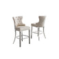29" Cream velvet bar stool with stainless steel base (SET OF 2)