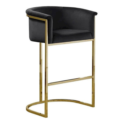 29" Black Upholstered Barstool with Gold Base -Single