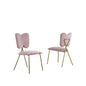Set of 4, Pink Velvet Guest Side Chair with Wingback, Chrome Gold
