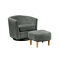 2 Piece Swivel Chair With Matching Ottoman In Gray Velvet