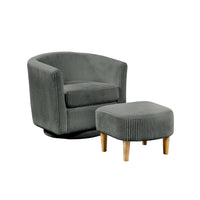 2 Piece Swivel Chair With Matching Ottoman In Gray Velvet