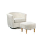 2 Piece Swivel Chair With Matching Ottoman In White Velvet