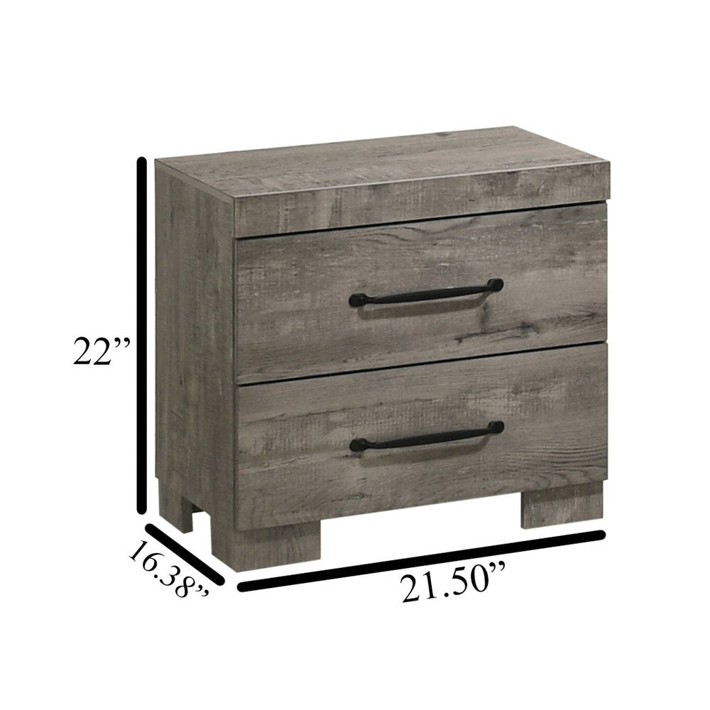 Modern 2-Drawer Nightstand In Antique Gray Color