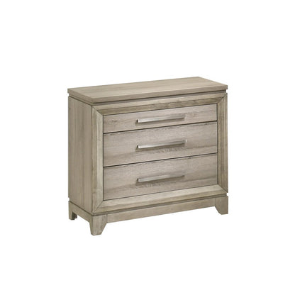 Weathered Greige 3-Drawers Nightstand