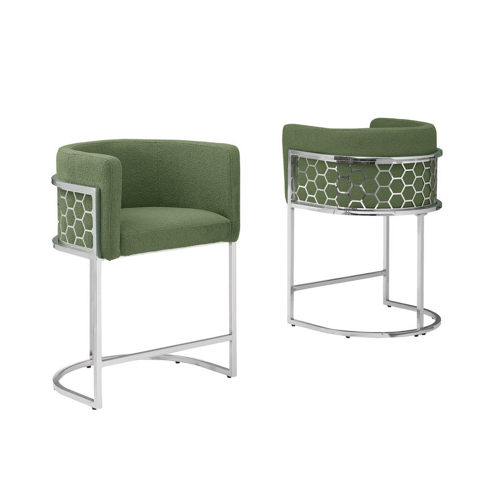 Green With Silver Barstool, Set Of One
