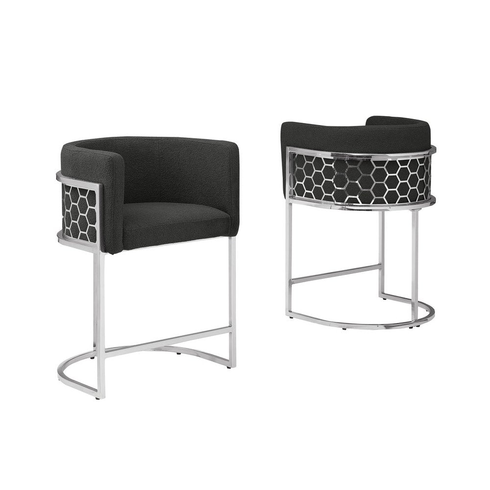 Black With Silver Barstool, Set Of One