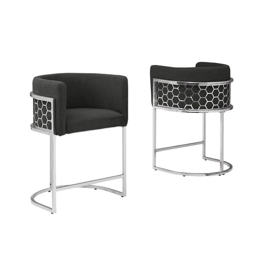 Black With Silver Barstool, Set Of One