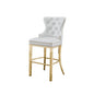 White faux leather bar stool with gold color stainless steel base (SET OF 2)