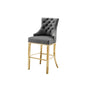 29" Dark grey velvet barstool with a gold color base (SET OF 2)
