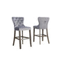 29" Tufted Velvet Upholstered Bar stool in Weathered Grey, Set of 2