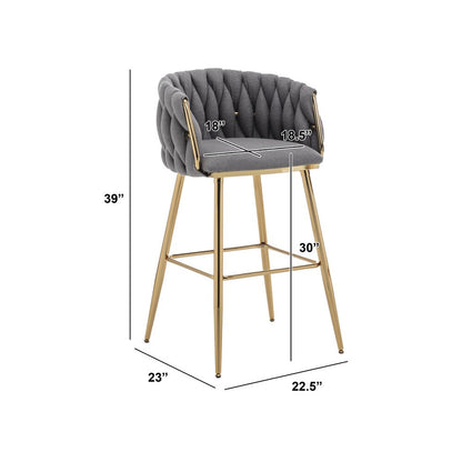 Best Quality Furniure Dark Grey Boucle Fabric With Gold Base Barstools, Set Of 2