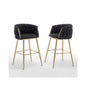 Best Quality Furniure Black Boucle Fabric With Gold Base Barstools, Set Of 2