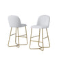 29" White faux leather barstool w/ gold color iron base (set of 2)