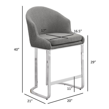 Best Quality Furniture Gray With Silver Barstool. Set Of Two