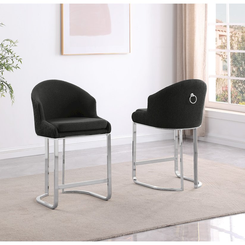 Best Quality Furniture Black With Silver Barstool, Set Of Two