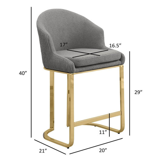 Best Quality Furniture Gray With Gold Barstool, Set Of Two