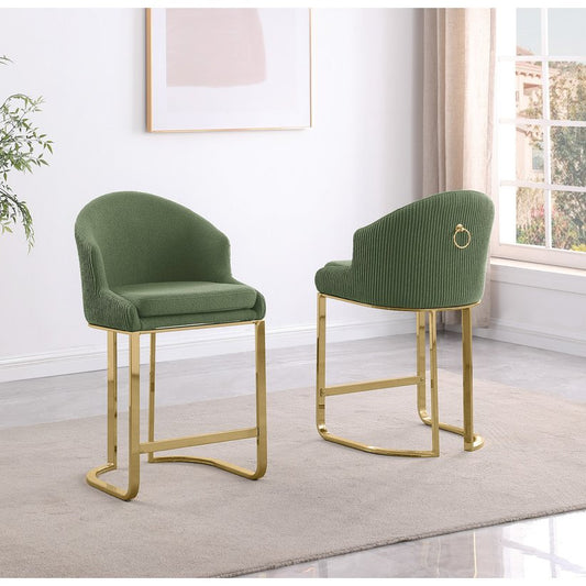 Best Quality Furniture Green With Gold Barstool, Set Of Two