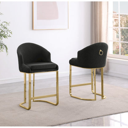 Best Quality Furniture Black With Gold Barstool, Set Of Two