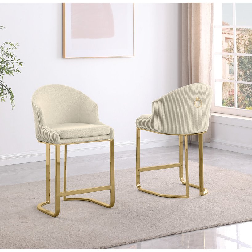 Best Quality Furniture Cream With Gold Barstool, Set Of Two