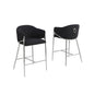 Black barstools (29") in boucle fabric and Silver chrome base (SET OF 2)