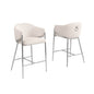 Cream barstools (29") in boucle fabric and Silver chrome base (SET OF 2)