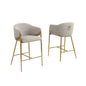 Gray barstools (29") in boucle fabric and gold chrome base (SET OF 2)