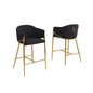 Black barstools (29") in boucle fabric and gold chrome base (SET OF 2)