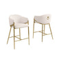 Cream barstools (29") in boucle fabric and gold chrome base (SET OF 2)