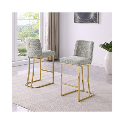 Rich Gray With Gold Base Barstools, Set Of 2