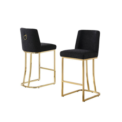 Black With Gold Base Barstools, Set Of 2