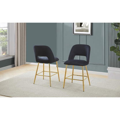 Black with gold base bar stool (SET OF 2)