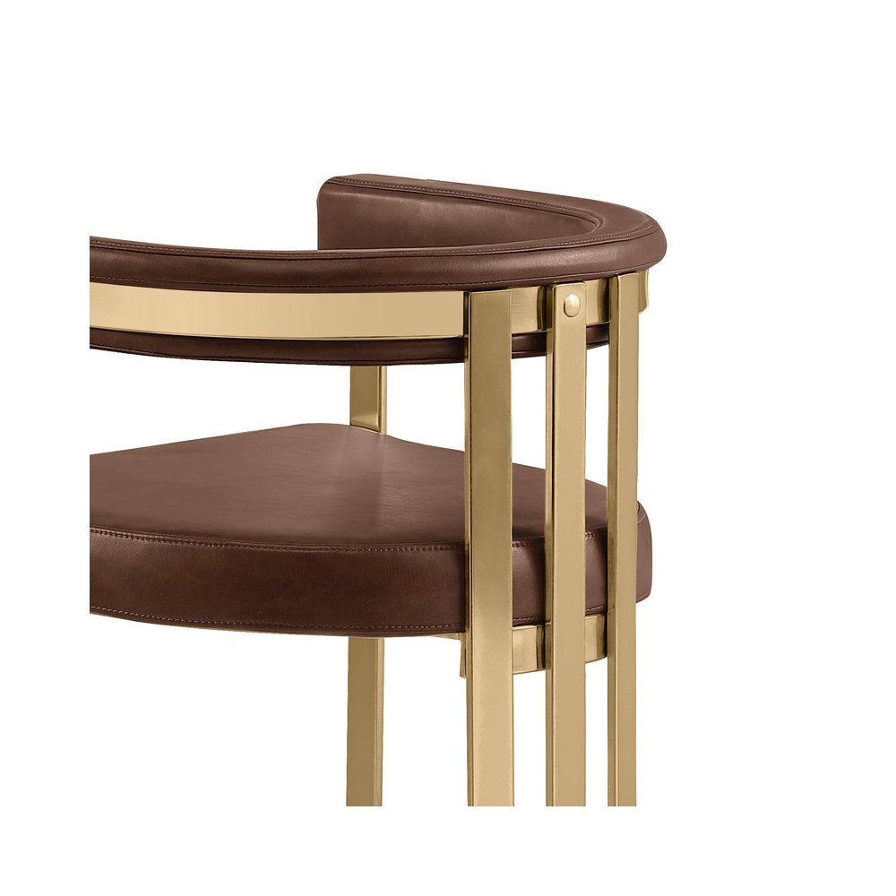 Single Leather-Aire Barstool Mocha with Gold Chrome Base