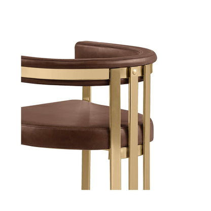 Single Leather-Aire Barstool Mocha with Gold Chrome Base
