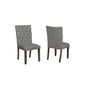 Classic Upholstered Side Chair Tufted in Linen Fabric **Set of 2**, Dark Grey
